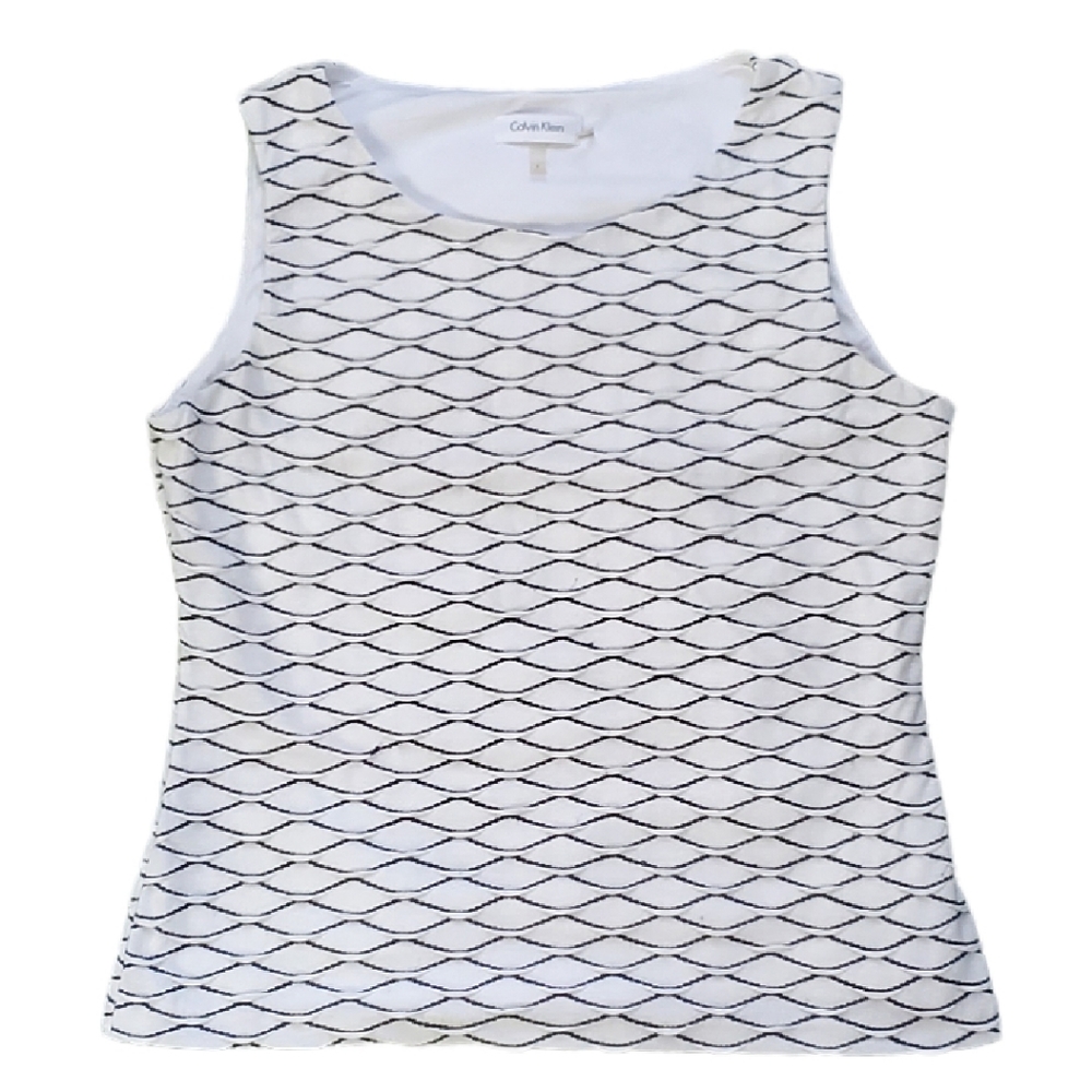 Calvin Klein Scallopped Trim Sleeveless Blouse